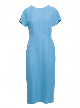 S398 Pieštuko silueto suknelė su skeltuku - dangaus mėlyna