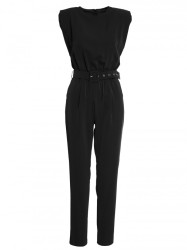 S259 Sleeveless jumpsuit with padded shoulders - black