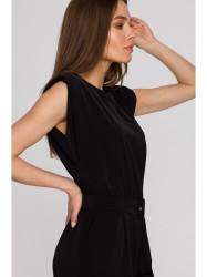 S259 Sleeveless jumpsuit with padded shoulders - black