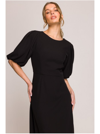 S399 Pūstų rankovių suknelė - juoda