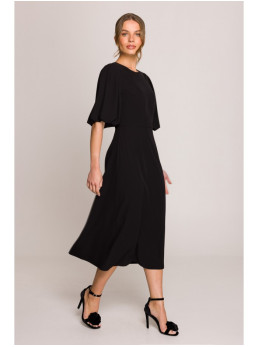 S399 Pūstų rankovių suknelė - juoda