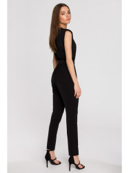 S259 Sleeveless jumpsuit with padded shoulders - black