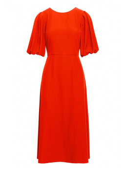 S399 Pūstų rankovių suknelė - koralinė