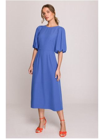 S399 Sukinė su pūstomis rankovėmis - mėlyna