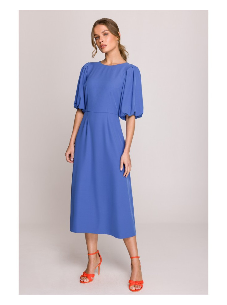 S399 Sukinė su pūstomis rankovėmis - mėlyna