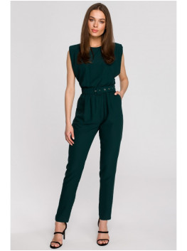S259 Sleeveless jumpsuit with padded shoulders - green