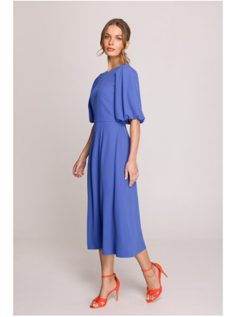 S399 Sukinė su pūstomis rankovėmis - mėlyna