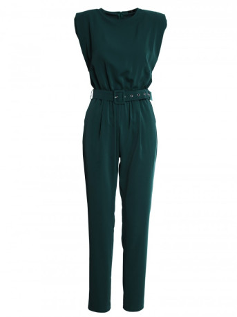 S259 Sleeveless jumpsuit with padded shoulders - green