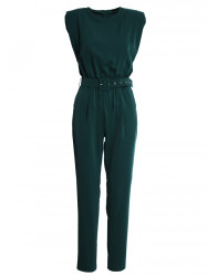 S259 Sleeveless jumpsuit with padded shoulders - green