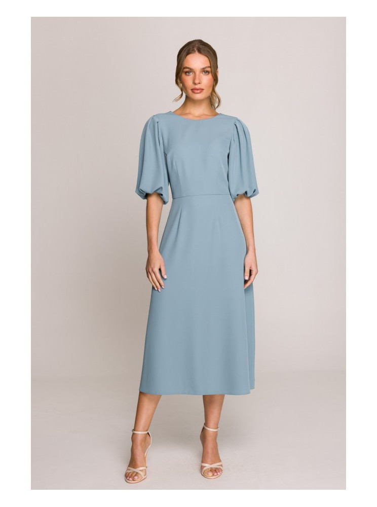 S399 Pūsta rankovių suknelė - dangaus mėlyna