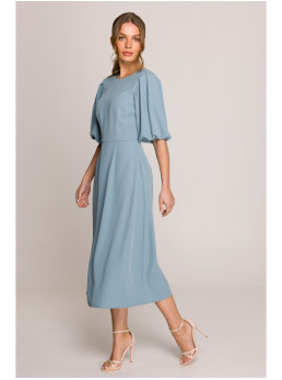 S399 Pūsta rankovių suknelė - dangaus mėlyna