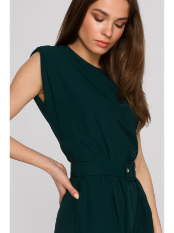 S259 Sleeveless jumpsuit with padded shoulders - green