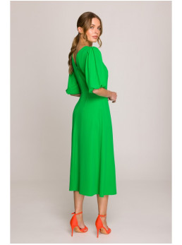 S399 Sukinė su pūstomis rankovėmis - žalia