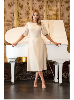 S400 Suknelė pūstomis rankovėmis - kreminė