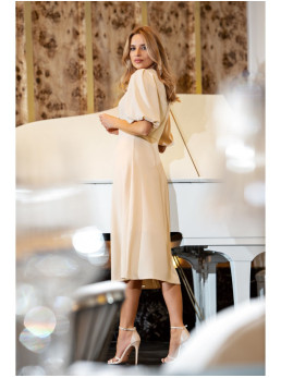 S400 Suknelė pūstomis rankovėmis - kreminė