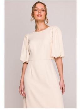 S400 Suknelė pūstomis rankovėmis - kreminė