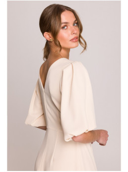 S400 Suknelė pūstomis rankovėmis - kreminė