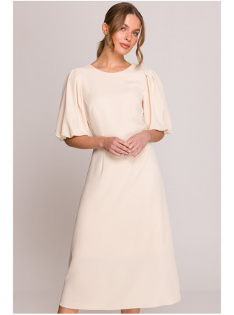 S400 Suknelė pūstomis rankovėmis - kreminė