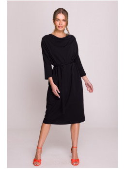 S403 Didelio dydžio megzta suknelė - juoda