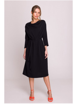 S403 Didelio dydžio megzta suknelė - juoda