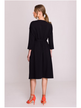 S403 Didelio dydžio megzta suknelė - juoda