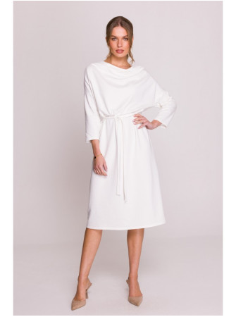 S403 Platėjanti megzta suknelė - nebalinta