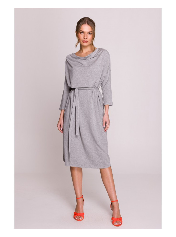 S403 Platus megztas suknelė - pilka