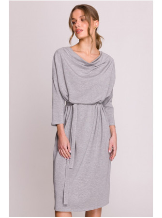 S403 Platus megztas suknelė - pilka