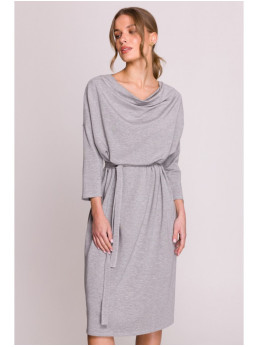 S403 Didelis megztas suknelė - pilka