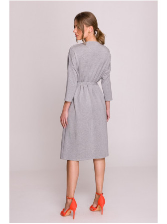 S403 Platus megztas suknelė - pilka