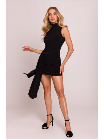 M841 Suknelė trumpa, susirišanti priekyje - juoda
