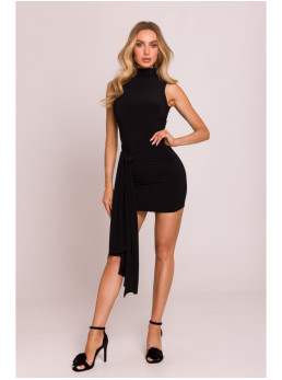 M841 Mini suknelė su raišteliais priekyje - juoda