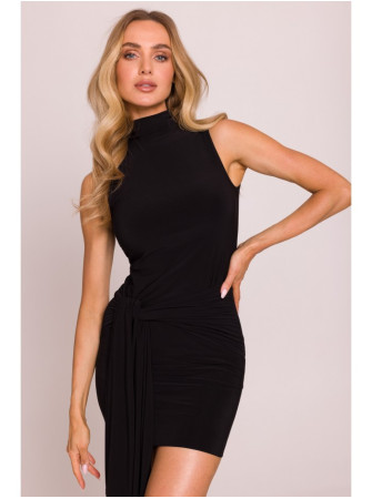 M841 Mini suknelė su raišteliais priekyje - juoda