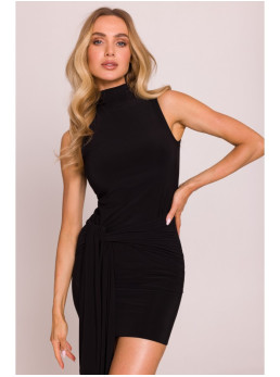 M841 Suknelė trumpa, susirišanti priekyje - juoda