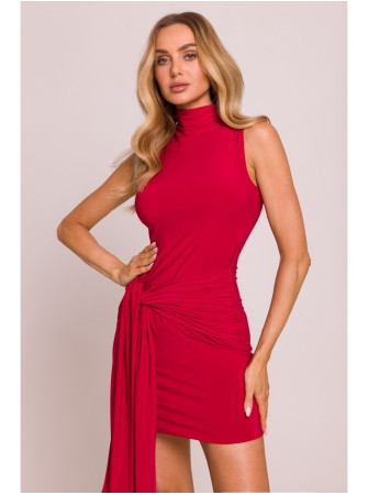 M841 Mini suknelė su raišteliais priekyje - raudona
