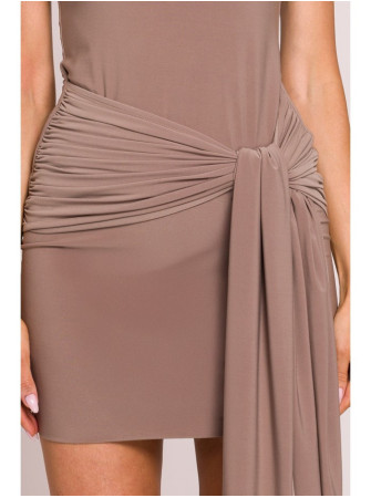 M841 Mini suknelė su raišteliais priekyje - smėlio