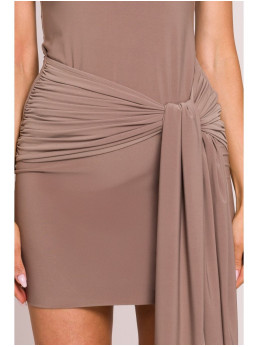 M841 Mini suknelė su raišteliais priekyje - smėlio