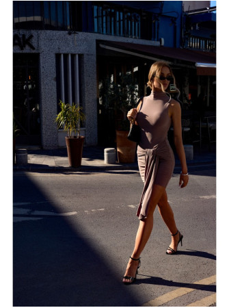 M841 Mini suknelė su raišteliais priekyje - smėlio