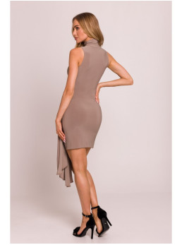 M841 Mini suknelė su raišteliais priekyje - smėlio