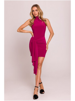 M841 Mini suknelė su raišteliais priekyje - ruby