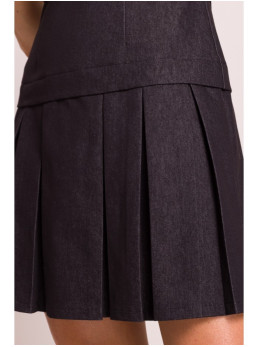 M842 Džinsinė suknelė su klostėmis - grafito