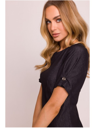 M842 Džinsinė suknelė su klostėmis - grafito