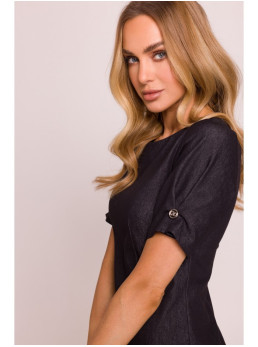 M842 Džinsinė suknelė su klostėmis - grafito