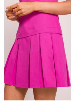 M842 Džinsinė suknelė su klostėmis - rožinė