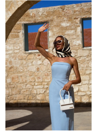 M843 Džinsinė midi suknelė - šviesiai mėlyna