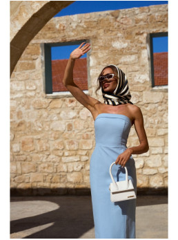 M843 Džinsinė midi suknelė - šviesiai mėlyna