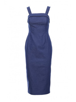 M843 Džinsinė midi suknelė - mėlyna