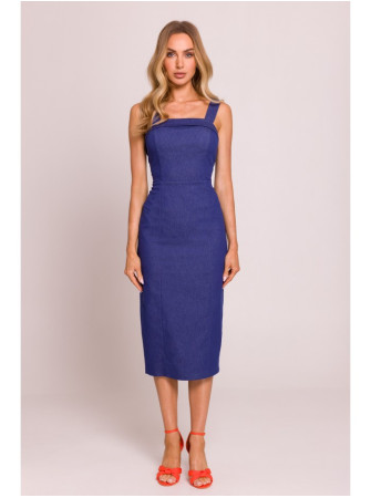 M843 Džinsinė midi suknelė - mėlyna