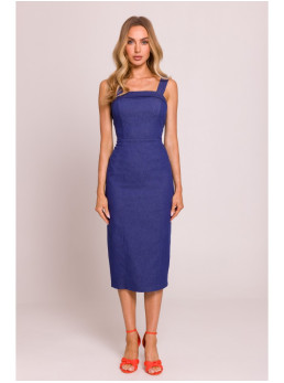 M843 Džinsinė midi suknelė - mėlyna