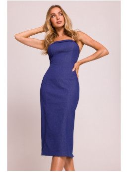 M843 Džinsinė midi suknelė - mėlyna